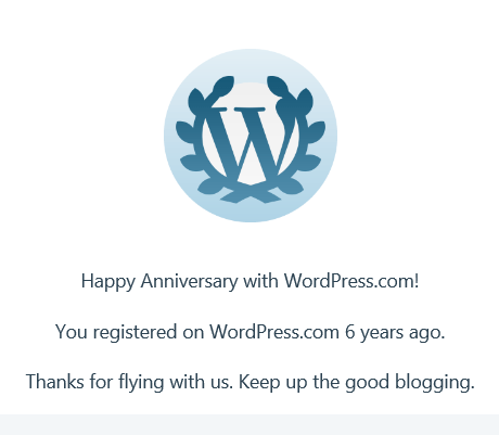 WordPress anniversary badge for six years on WordPress